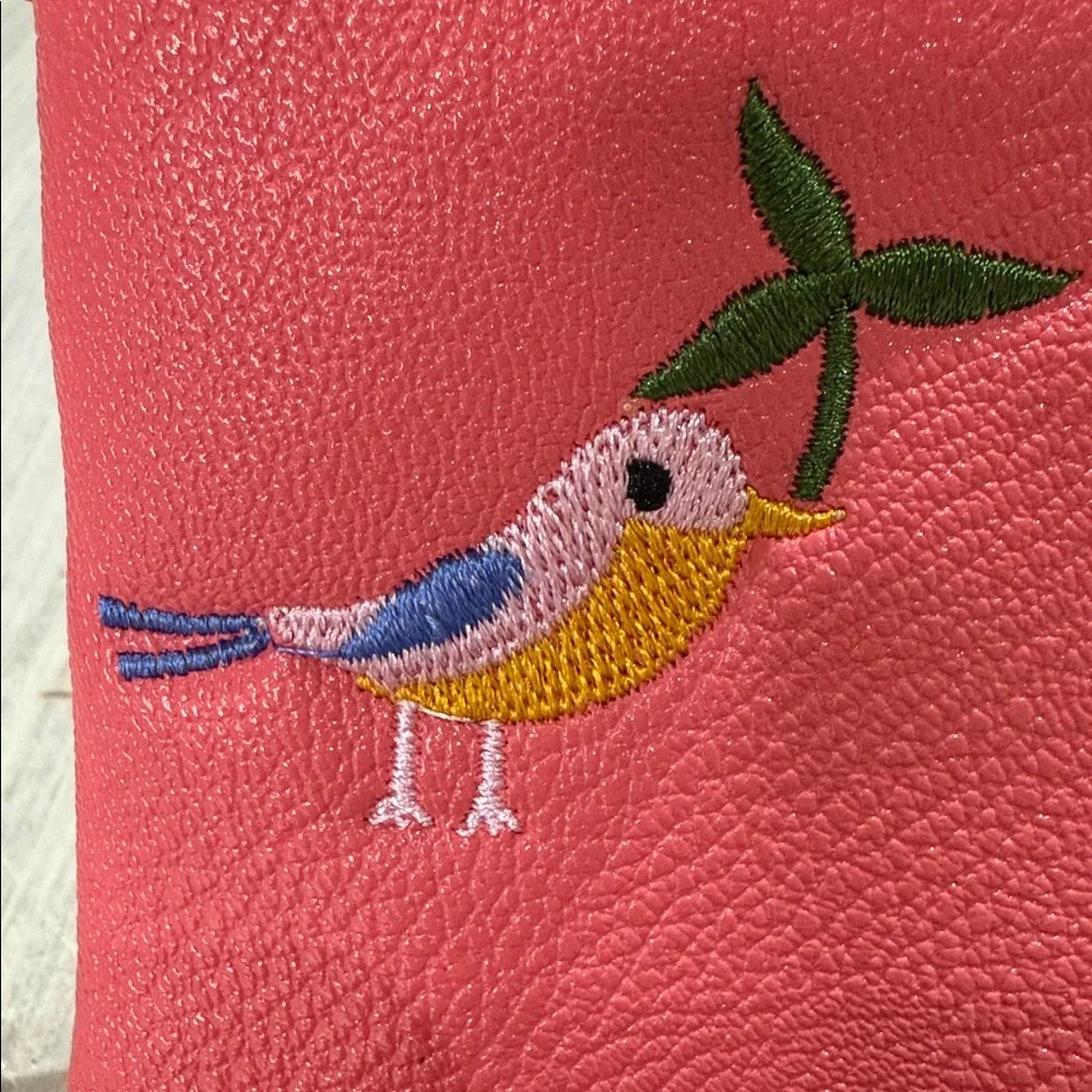 Pink Clutch with Giraffe and Bird Design
